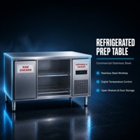 Table de préparation réfrigérée en acier inoxydable à double porte, dégivrage automatique, éclairage LED, contrôle numérique de la température