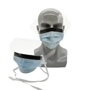 3Q Wholesale CE ISO MDR type IIR 3 Ply tie on non woven surgical mask face mask shield with mask visor mascarillas