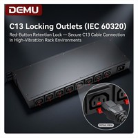 PDU intelligent haute densité 1U, 8 ports C13 avec prises verrouillables 16A, contrôle IP par prise, fiche C20