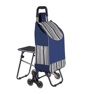 थोक पोर्टेबल हल्के तह 6 पहियों किराने की सुपरमार्केट फोल्डेबल शॉपिंग कार्गो सामान सीट के साथ सीट के साथ - Product Image 1