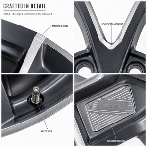 Jantes de voiture forgées sur mesure en métal canon de fusil usiné, 5 branches fendues, 6061-T6, 15-24 pouces - Product Image 3