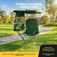Chaise pliante d'extérieur en fer pour la pêche, la plage et le camping, avec accoudoirs élargis et rehaussés, chaise respirante en maille avec protection contre la pluie et le soleil