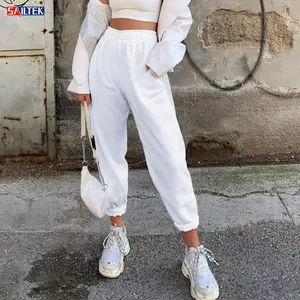 2024 New Arrival Plain Cotton Harem Plazzo Women Pants Streetwear Cargo Pants Loose Jogger Trousers Custom Sweat pants Women