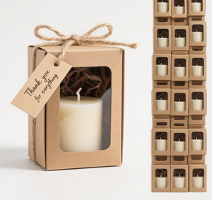 Customizable Size 4-10 oz Transparent Kraft Paper Candle Gift Box with <strong>Hemp</strong> Rope Tie for Folder Type Candle <strong>Packaging</strong> - Product Image 4