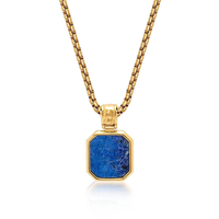 Kalung Liontin Batu Permata Persegi dari Baja Anti Karat Berlapis Emas PVD18k Tahan Air dan Anti Kusam dari LUCKYJIU Custom Jewelry Manufacturer