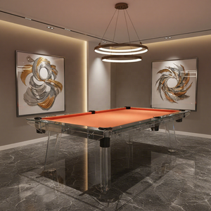 Table de billard de <span class=keywords><strong>luxe</strong></span> à prix de gros usine, design transparent, pieds en bois, table de billard moderne en verre cristal clair, 8ft 9ft - Product Image 2