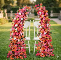Arche de fleurs artificielles rose et orange, arrangement floral en forme de corne pour événements de mariage en extérieur, décoration d'entrée de lieu