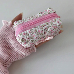 New cross-border <b>mini</b> <b>lipstick</b> pouch, earphone and data cable storage bag, <b>lipstick</b> and perfume floral cotton small makeup bag - Product Image 4