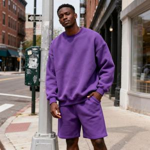 TKAN294 personalizado de alta calidad sólido en blanco de algodón Sudadera con capucha chándal estampado Logo para hombre 2 piezas Jogger Sweatsuit conjuntos cortos - Product Image 3