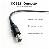 Câble de charge USB 2.0 avec connecteur cylindrique en cuivre et gaine PVC, 5.5x2.5mm, 5.5x2.1mm, 4.0x1.7mm, 3.5x1.35mm, 1A