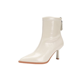 Chaussures à talons pour femmes tendance, <span class=keywords><strong>bottes</strong></span> à talons fins, <span class=keywords><strong>bottes</strong></span> <span class=keywords><strong>mi</strong></span>-<span class=keywords><strong>mollet</strong></span>, élégantes, à talons, en cuir PU, <span class=keywords><strong>bottes</strong></span> courtes pour femmes, pour tous les jours - Product Image 3