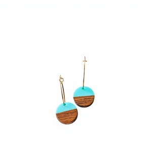 Pendientes de Resina y Madera Pulida Hechos a Mano, Coloridos, Ligeros, Joyería de Diseño Antiguo, Imitación, para Mujer - Product Image 1
