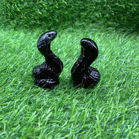 Figuras de Serpientes de Cristal Talladas a Mano al por Mayor, Serpientes Cobra de Obsidiana Negra, Estatuilla Tallada