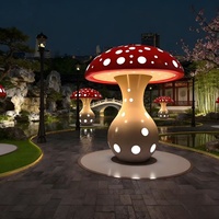 Maison en forme de champignon lumineuse à LED personnalisée, pour l'intérieur et l'extérieur, aire de jeux pour enfants, statue en fibre de verre, sculpture, décoration de jardin