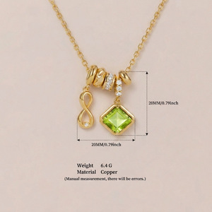 Collier Numérique en Or avec Chaîne Fine, Breloque en Cristal et Perle Multicolore, Bijou Personnalisé pour Femme, Cadeau d'<span class=keywords><strong>Anniversaire</strong></span> ou Commémoratif - Product Image 5