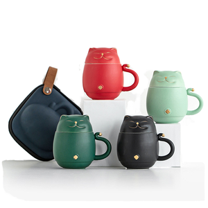 <span class=keywords><strong>Tasse</strong></span> à thé et café de voyage moderne en céramique antichoc <span class=keywords><strong>avec</strong></span> <span class=keywords><strong>infuseur</strong></span> et couvercle, motif <span class=keywords><strong>chat</strong></span> porte-bonheur, vente en gros usine M - Product Image 1