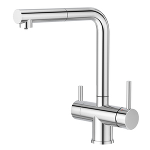 Pull Out 304 Stainless Steel Sink Faucet <b>Brushed</b> Finish 3 Way Water Filter Mixer Double Handle Kitchen Tap - Product Image 1