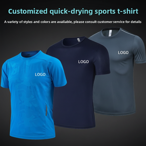 Quick-drying Breathable Moisture Wicking Men's Overalls Short Sleeve Solid Sporty Marathon Running Team Printed Logo <strong>Clothes</strong> - Product Image 1