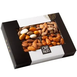 Boîte de luxe personnalisée Collations Dattes confites Fruits secs Bonbons Céréales Noix Boîte de papier d'emballage pour traiteur