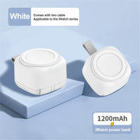 Jam tangan Mini Super 1200mah, pengisi daya nirkabel, Bank daya magnetik portabel untuk IWatch 6/7/8 Ultra PowerBank dengan 2 kabel