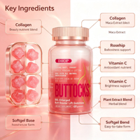 Gummies pour le lifting et le raffermissement des fesses, 60 unités - Améliore les hanches et les cuisses, gingembre, papaye, glutathion pour une silhouette tonifiée, gestion de l'énergie pour femmes