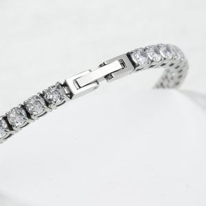 Pulseras Vintage de Moda para Mujer, Pulsera de Acero Inoxidable Personalizada con Circonita, Oro y Zafiro, Pulseras de Tenis para Mujer y Niña - Product Image 3