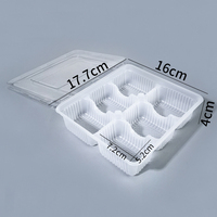 Boîte d'emballage rectangulaire jetable en PP de qualité alimentaire à 6 compartiments avec couvercle transparent pour raviolis, snacks, pâtisseries, pâtes coupées au couteau, et aliments cuits à la vapeur
