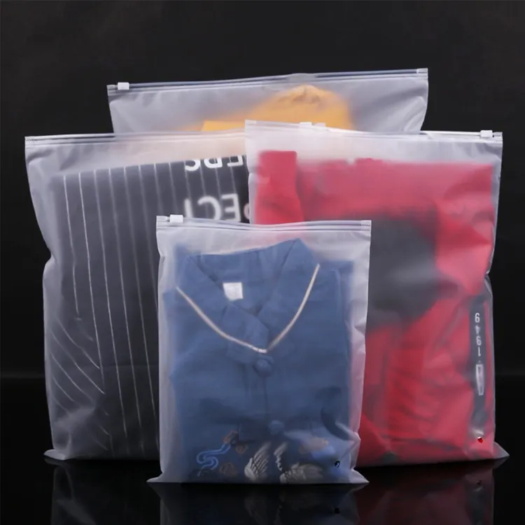 Customize Printing Text High Quality Packing Clothing Bag Plastic Frosted Zip lock Plastic Bags OPP bag Logo Color Black White