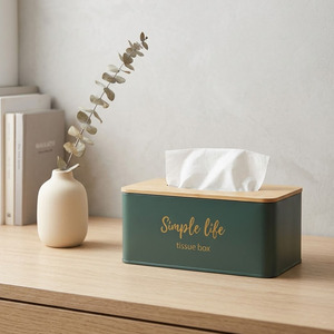 Dispensador de Papel Tisú Redondo de Metal Moderno, Duradero y Portátil para Oficina y Decoración del Hogar, Almacenamiento de Servilletas de Papel Reutilizables - Product Image 1