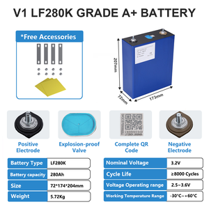 EU/Poland/Germany Stock LF280K 280Ah LiFePO4 M6 Stud+Pure Copper Busbars+Fixing Nut+8000 Cycle DDP <strong>3</strong>~5 Days Delivery - Product Image 2