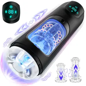 Double Beaded Rings Stimulation Vibrating Thrusting Automatic Male Masturbators Electric Stroker Sex Toys For Men Masturbating