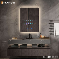 Miroir intelligent de salle de bain STANHOM FCC CE Android WiFi à écran tactile LED, anti-buée, à intensité variable, rectangulaire, à fixation murale