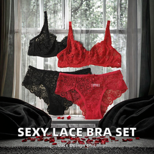 Ensemble soutien-gorge sexy en dentelle florale sans bretelles pour femme, avec bonnets 3/4 ultra-fins, sans rembourrage, à armatures et effet push-up - Product Image 2