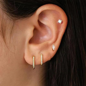 Juego de Aretes de Plata de Ley S925 con Forma Geométrica de Marquesa, Rombo y U, con Circonitas Cúbicas, para Uso Diario, para Mujer - Product Image 6