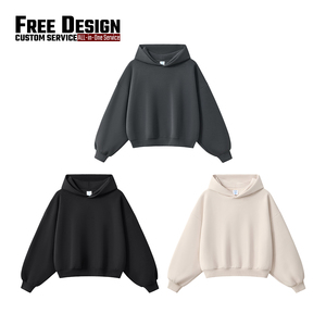 Sudadera con Capucha de Felpa Sólida de 350G, Corte Holgado y Ancho, Sin Cordón, para Hombre - Product Image 3