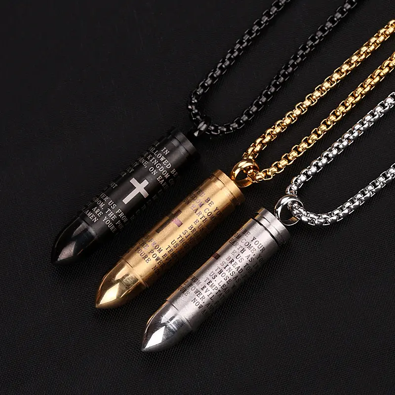 Personalized Unisex Jewelry Bullet Pendant Necklaces, Fashion Stainless Steel Jewelry US ARMY Letters Necklace