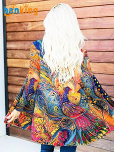 Womens Spring and Autumn Geometric Pattern Print Open Front <b>Cardigan</b> <b>Coat</b> Street Fashion Casual Colorblock Long Sleeve <b>Cardigan</b> - Product Image 5