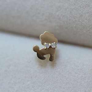 Venta al por mayor 9K oro puro de moda de las mujeres finas Stud pendientes lindo Cuarzo con incrustaciones de circón exquisito compacto encantador perro Simple moda - Product Image 5