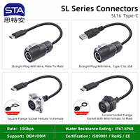 Connecteur circulaire étanche USB Type C 3.1 mâle/femelle vers mâle, montage sur panneau à bride, câble d'extension de charge rapide