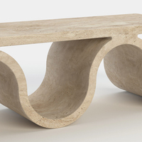 Table basse moderne en travertin Dream Home, design en forme de vague continue en U, meubles élégants pour le salon
