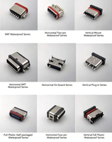 Connecteur femelle USB Type C 24 broches 6P en acier inoxydable étanche IPX8, montage vertical SMT, courant nominal 3A pour la charge