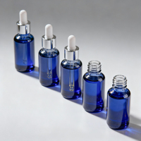 Flacon compte-gouttes en verre ambré bleu de 5 ml, 10 ml, 15 ml, 20 ml, 30 ml, 50 ml pour huile essentielle avec bouchon antivol et compte-gouttes insérable