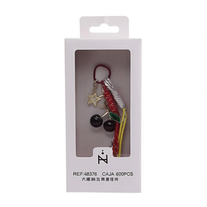 Porte-clés étoile cerise avec pompon en corde, boîte de 600 pièces pour décoration et cadeau - Product Image 4