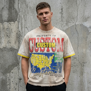 OEM Wholesale Oversized Solid Short Sleeve T-Shirt 300Gsm 100% Cotton acid wash tee Custom Print <b>Logo</b> High Quality men t shirt - Product Image 1