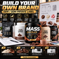 Bubuk Protein Penambah Berat Badan Cokelat Label Pribadi OEM untuk Dewasa 2lb 907g, Mendukung Massa Otot dan Energi, Bersertifikasi ISO HACCP