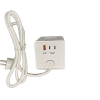 Wellsdiy CE EU Cubo de Enchufes 6 en 1 de 16A con 1 Puerto USB-A, 2 Puertos USB-C y 3 Tomas de Corriente Alterna, Enchufe de Extensión con Clavija Europea