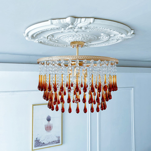 Lustre suspendu <span class=keywords><strong>en</strong></span> <span class=keywords><strong>verre</strong></span> goutte d'eau avec corps <span class=keywords><strong>en</strong></span> fer et base E14, style vintage français, <span class=keywords><strong>en</strong></span> cristal transparent, à LED, vente <span class=keywords><strong>en</strong></span> gros d'usine - Product Image 1