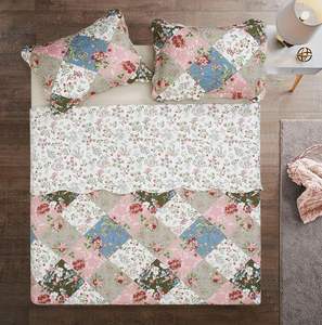 Perzik en olijf bloemen <span class=keywords><strong>patchwork</strong></span>, 3-delige dekbedovertrekset met 2 kussenslopen, omkeerbare bedsprei, zacht lichtgewicht dekbed - Product Image 6