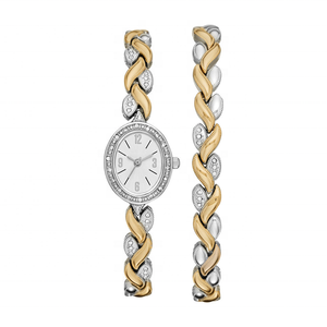 Luxury Design Ladies Casual Stainless Steel Leather Fashion <strong>Watch</strong> Bracelet <strong>Set</strong> Two Tone Waterproof <strong>Women's</strong> <strong>Watch</strong> - Product Image 1