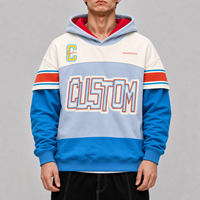 Sweat à capuche personnalisé urbain, coupe oversize, en coton, avec blocs de couleur, rayures contrastées, côtelé, streetwear, logo imprimé, haute qualité, OEM
